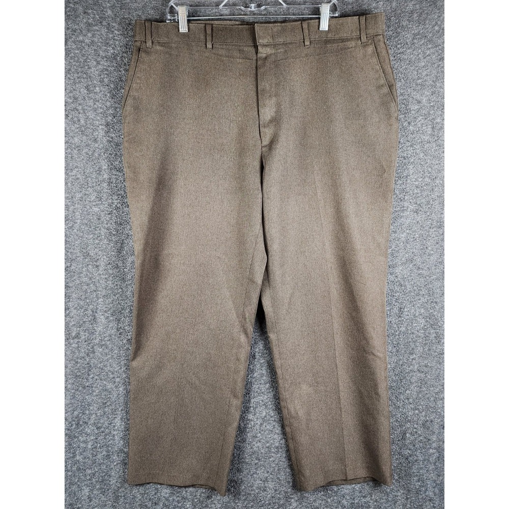 Levi's Slacks Mens 42 Action Slacks Brown Dacron Polyester Flat Front EUC